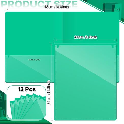 Henoyso 24 Pcs Folders Take Home Heavy Duty 2 Pocket Homework Folders with Clear Front Pockets for Elementary Students Parent Teacher Communication (Green) in Saudi Arabia