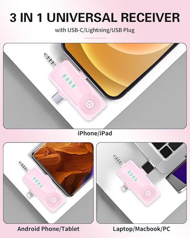 4 عبوات من ميكروفون Lavalier اللاسلكي لأجهزة iPhone/Android/الكاميرا، وميكروفون صغير مطور مع تقليل الضوضاء، وميكروفون لتسجيل الفيديو، والبودكاست، ويوتيوب، وTikTok، ومدونات الفيديو in Kuwait