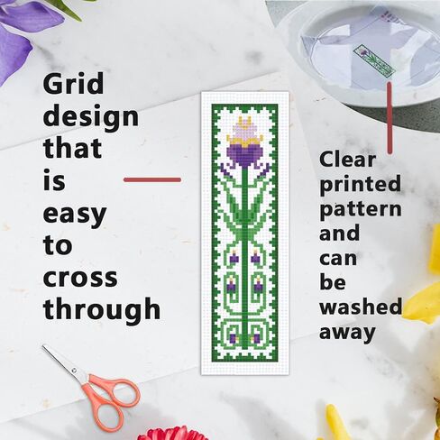 Infunly 12pcs Boho Flower Cross Strick Stitch Kit for Beginners DIY Plaid Flower Flower Stampered Borkmark Mongmark Kits Floralpoint Kit مع تعليمات سهلة المتقاطع مجموعة غرزة لمحبي الكتب in Saudi Arabia