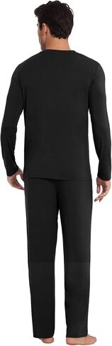 WiWi Mens Pajamas Set Bamboo Viscose Long Sleeve Sleepwear Knit Nightwear 2 Pieces Loungewear Sets with Pants S-XXL in Saudi Arabia
