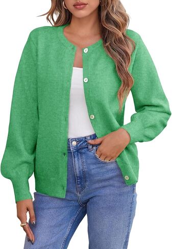 Saodimallsu Womens Button Down Cardigan Sweaters Crew Neck Long Sleeve Open Front Loose Fall Soft Knit Sweater Coats in Saudi Arabia