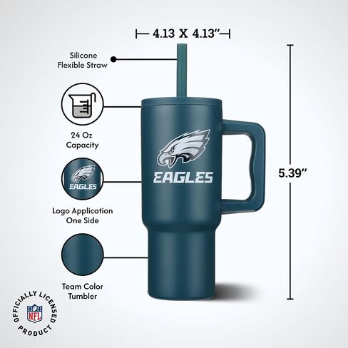 The Memory Company NFL Game Day 24oz Stainless Steel Tumbler - Double-Wall Vacuum Insulated Cup, Team Logo Sports Travel Mug with Lid & Straw, Officially Licensed Merchandise in Saudi Arabia