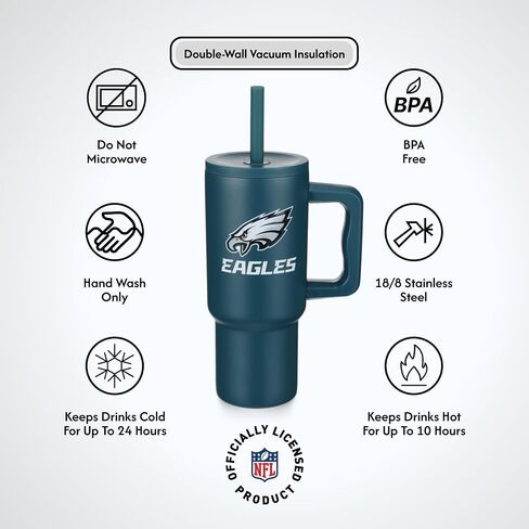 The Memory Company NFL Game Day 24oz Stainless Steel Tumbler - Double-Wall Vacuum Insulated Cup, Team Logo Sports Travel Mug with Lid & Straw, Officially Licensed Merchandise in Saudi Arabia