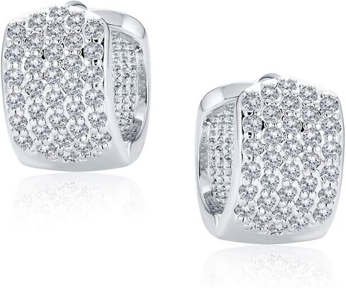 Bridal Cubic Zirconia Micro Pave CZ Huggie Hoop Earrings For Women Teens Wedding Prom Formal Party Yellow Rose Gold Black Silver Plated in Saudi Arabia