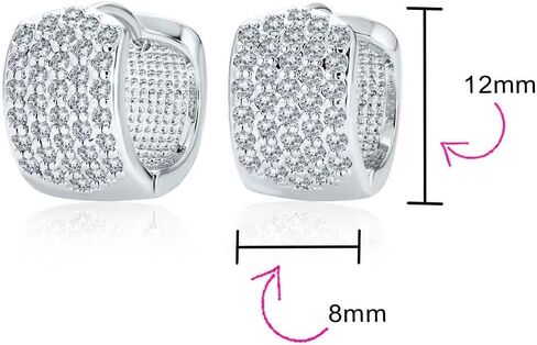 Bridal Cubic Zirconia Micro Pave CZ Huggie Hoop Earrings For Women Teens Wedding Prom Formal Party Yellow Rose Gold Black Silver Plated in Saudi Arabia