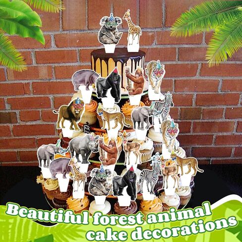 36 PCS Safari Safari عيد ميلاد سعيد كب كيك أعلى قبعات الغابة موضوع حفلات الحفلة الطفل دش كعكة ديكور كب كيك ديكور كعكة تزيين الحفلات ديكور للبنين الفتيات استحمام الطفل in Kuwait