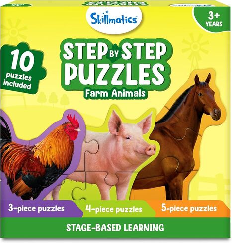 Skillmatics Step by Step Puzzles - 40 Piece Jigsaw & Toddler Puzzles, Montessori Educational Toy for Boys & Girls, Fruits and Vegetables, Travel Friendly, Gifts for Kids Ages 3, 4, 5 and Up in Saudi Arabia