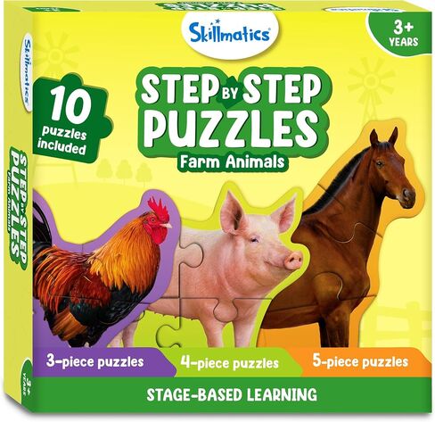 Skillmatics Step by Step Puzzles - 40 Piece Jigsaw & Toddler Puzzles, Montessori Educational Toy for Boys & Girls, Fruits and Vegetables, Travel Friendly, Gifts for Kids Ages 3, 4, 5 and Up in Saudi Arabia