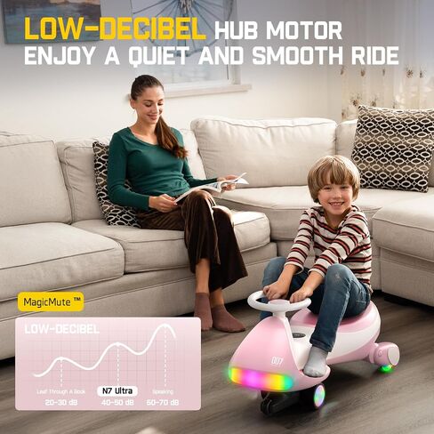 FANTTTIKRIDE 12V N7 Ultra Electric Wiggle مع دواسة ، سيارة للأطفال ، سيارة أرجوحة محرك سحرية ، سرعتين ، 9 أوضاع ملونة ، شاشة رقمية ، تقنية بلوتوث ، للأعمار 3 وما فوق ، 150 رطلاً ، طيور البطريق الأسود in Kuwait