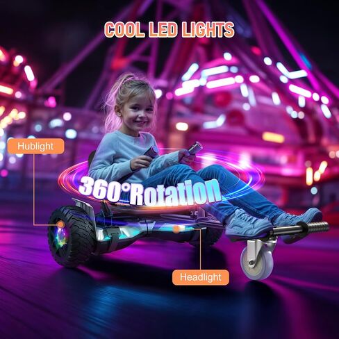 LIEAGLE Scooter With Seat Attachment, 6.5" Scooters Go Kart Combo With Colorful LED Lights & Bluetooth, For Kids Boys Girls Adults All Ages in Saudi Arabia