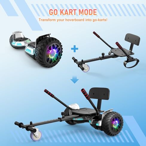 LIEAGLE Scooter With Seat Attachment, 6.5" Scooters Go Kart Combo With Colorful LED Lights & Bluetooth, For Kids Boys Girls Adults All Ages in Saudi Arabia