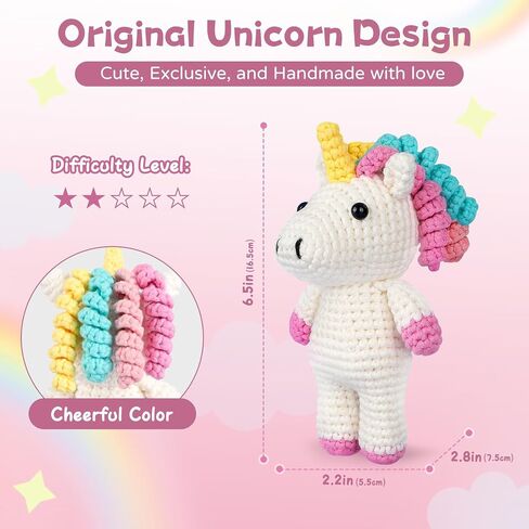 طقم Crochet Amorloop للمبتدئين-خيوط غرز سهلة رؤيتها ، وقطعة مسبقة ، ودروس فيديو خطوة بخطوة | مجموعة الكروشيه المبتدئة مع نمط حيوان لطيف - نمط ديناصور أصلي مصنوع يدويًا in Kuwait