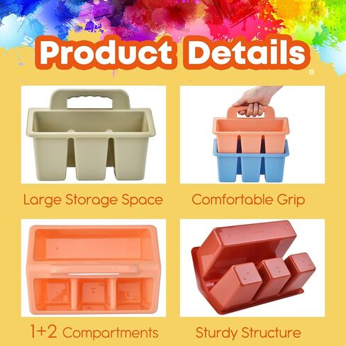 ALINK Classroom Caddy Storage Basket with Handle, 6 Pack Plastic Arts Office Crafts Caddy 4 Compartments for Kids, Pencil, Crayon, Marker, School Supplies, 6 Colors in Saudi Arabia