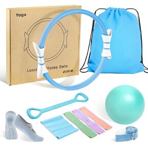 Luscinia Pilates Kit Pilates Equipment for Women at Home Workout Pilates Set with 14" Pilates Ring, Pilates Ball, Resistance Bands, Figure 8 Band & Accessories Pilates Starter Kit in Saudi Arabia