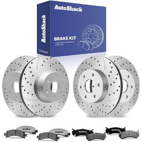 وسادات فرامل سيراميك أمامية وخلفية محفورة ومشقوقة من AutoShack | بديل لسيارة جي إم سي سافانا 1500 يوكون شيفروليه تاهو 2003-2008 إكسبريس 1500 | المغلفة الإلكترونية | طقم فرامل 12 قطعة | ShadowGuard in Kuwait