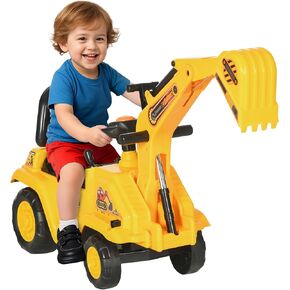 Homcom Ride On Excavator Pull Cart ، Kids Grouldzer Ride On Truck with Horn ، Under Setting Storage ، Sit and Scoot Play Play Toy Construction Car للأعمار من 18 إلى 48 شهرًا in Kuwait