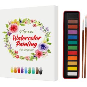 مصنف مائي للمبتدئين ، مجموعة الطلاء المائية للطيور ، الحرف الفنية بالألوان المائية كتاب تلوين دفتر للبالغين المراهقين مع 12 ألوان الطلاء مجموعة وفرشاة in Kuwait