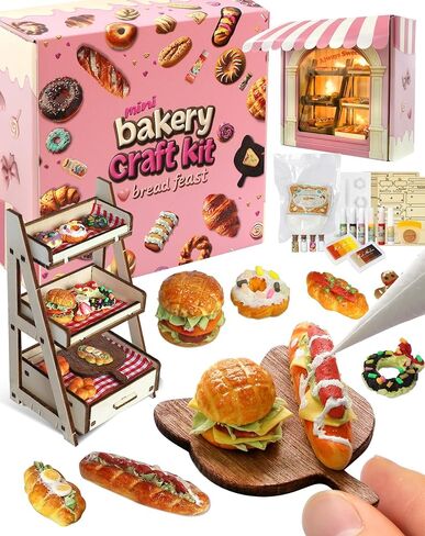 Iland لطيف الحرف اليدوية للمراهقين للنساء الكبار من AIR AIR DRY CLAY ART MINI FOOD ، نمذجة طين الطين من أجل المرح تاريخ Nigh in Kuwait