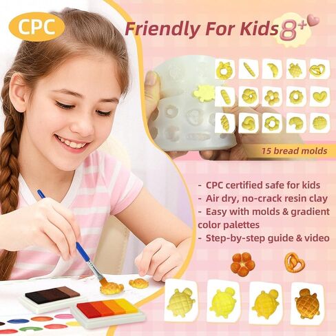Iland لطيف الحرف اليدوية للمراهقين للنساء الكبار من AIR AIR DRY CLAY ART MINI FOOD ، نمذجة طين الطين من أجل المرح تاريخ Nigh in Kuwait