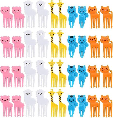 40 Pieces Animal Food Picks for Lunchbox, Mini Fun Fruit Picks, Lunch Picks for Bento Box, Cute Reusable Toothpicks Forks for Picky Eaters, BPA-Free in Kuwait