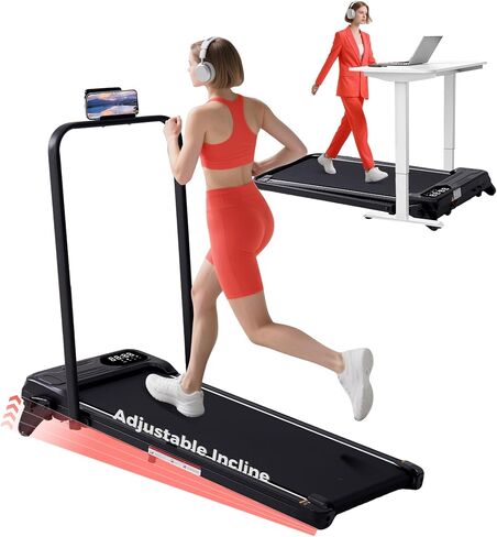 Portable Treadmills for Home, 3.5HP Electric Walking Pad Treadmill with Handle Bar & Adjustable Incline, 0.6-7.6MPH Compact Small Under The Desk Treadmill with Handles for Home Small Spaces, 350LBS in Saudi Arabia