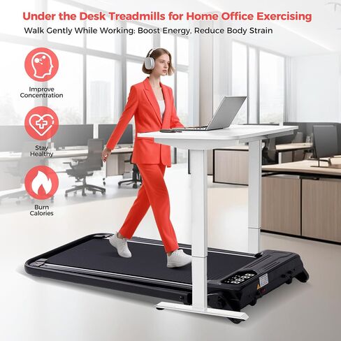 Portable Treadmills for Home, 3.5HP Electric Walking Pad Treadmill with Handle Bar & Adjustable Incline, 0.6-7.6MPH Compact Small Under The Desk Treadmill with Handles for Home Small Spaces, 350LBS in Saudi Arabia