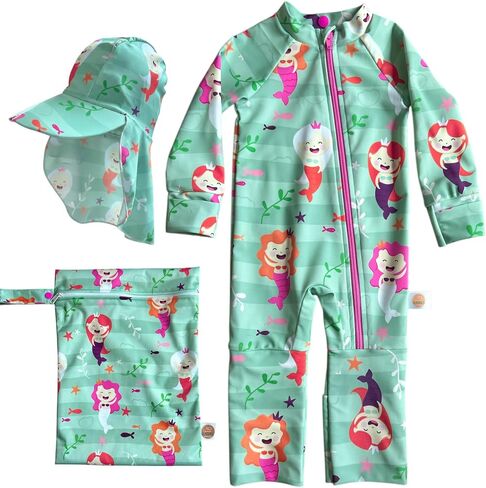 Baby Swimsuit Girl and Boy Infant Swimwear UPF 50+ Sun Protectant Bathing Suit Long Sleeve One Piece Full Coverage in Saudi Arabia
