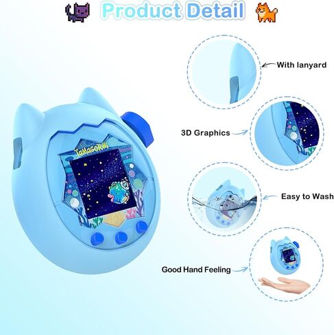 for Tamagotchi Paradise Soft Silicone Case and TPU Clear Screen Protector flim, 360-degree Full Protective with Flower Series Lanyard, Scratch Shock Protection,Purple in Saudi Arabia