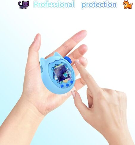 for Tamagotchi Paradise Soft Silicone Case and TPU Clear Screen Protector flim, 360-degree Full Protective with Flower Series Lanyard, Scratch Shock Protection,Purple in Saudi Arabia