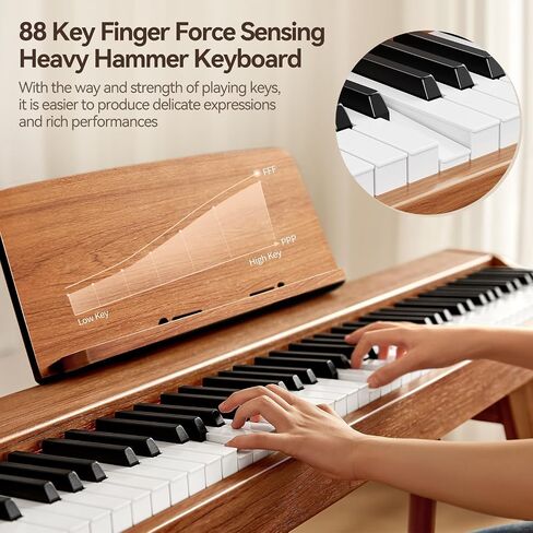 TERENCE Digital Piano 88 Key Semi-Weighted Keyboard,Full-Size Keyboard Piano for Beginners,Electric Piano with Stand,Triple Pedal,Removable Music Stand,Power Adapter in Saudi Arabia