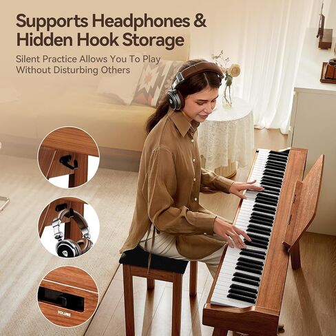 TERENCE Digital Piano 88 Key Semi-Weighted Keyboard,Full-Size Keyboard Piano for Beginners,Electric Piano with Stand,Triple Pedal,Removable Music Stand,Power Adapter in Saudi Arabia