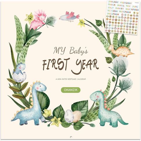 Bright Day Baby's First Year Calendar, Memory Book with Milestone Stickers and Storage Pocket, Baby Keepsake Tracker - 1st Year Tracker in Kuwait