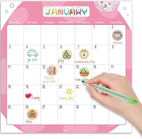 Bright Day Baby's First Year Calendar, Memory Book with Milestone Stickers and Storage Pocket, Baby Keepsake Tracker - 1st Year Tracker in Kuwait