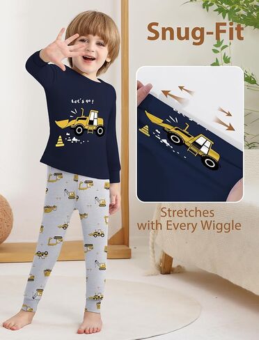 Mikrdoo Baby Boys Pajamas Set 2-Piece Long Sleeve Snug Fit Soft Cotton Sleepwear for Toddler Kids 12Months-7Years in Kuwait