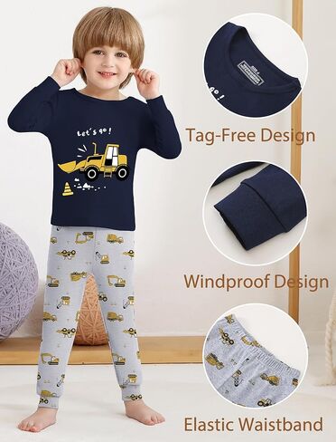 Mikrdoo Baby Boys Pajamas Set 2-Piece Long Sleeve Snug Fit Soft Cotton Sleepwear for Toddler Kids 12Months-7Years in Kuwait