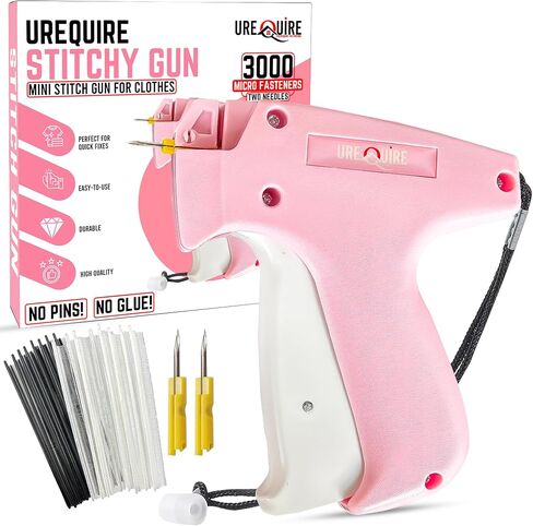 2025 Advanced Stitchy Gun - Stitch Gun for Clothes - Mini Sewing Gun for Quilting & Hemming - Stitchy Quick Clothing Fixer with 2 ultra-fine Needles, 1500 Black & 1500 White 4.4mm Fasteners. in Saudi Arabia