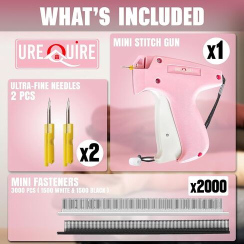 2025 Advanced Stitchy Gun - Stitch Gun for Clothes - Mini Sewing Gun for Quilting & Hemming - Stitchy Quick Clothing Fixer with 2 ultra-fine Needles, 1500 Black & 1500 White 4.4mm Fasteners. in Saudi Arabia