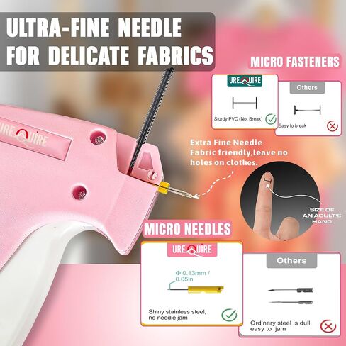2025 Advanced Stitchy Gun - Stitch Gun for Clothes - Mini Sewing Gun for Quilting & Hemming - Stitchy Quick Clothing Fixer with 2 ultra-fine Needles, 1500 Black & 1500 White 4.4mm Fasteners. in Saudi Arabia