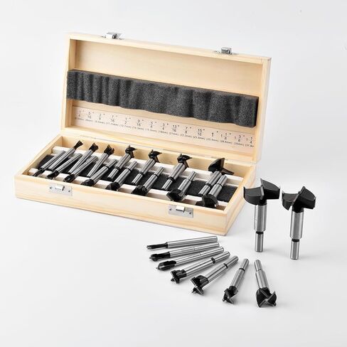 Mollom Carbide Forstner Drill Bit Set 16 Pieces(6.3-54mm), Woodworking with YG8 Carbide Steel Thickened Blades, Hinge Cutter Tool Kits Ideal for Wood, Plastic, Plywood in Saudi Arabia