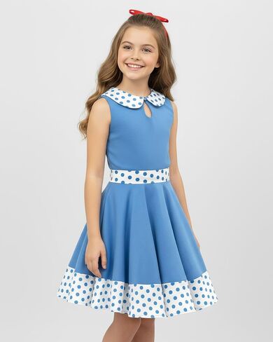 BlackButterfly Kids 'Zoey' Vintage Polka Dot 50's Girls Dress in Kuwait