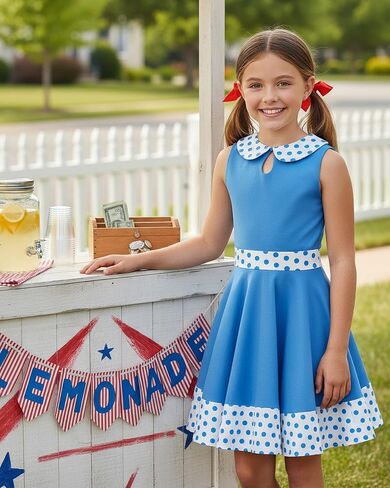 BlackButterfly Kids 'Zoey' Vintage Polka Dot 50's Girls Dress in Kuwait