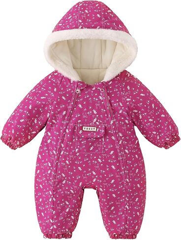 JiAmy Baby Snowsuit ملابس شتوية مطبوعة لحديثي الولادة ملابس شتوية للرضع الأولاد Grils مقنعين بسحابات مزدوجة بذلة معطف نيسيي in Kuwait