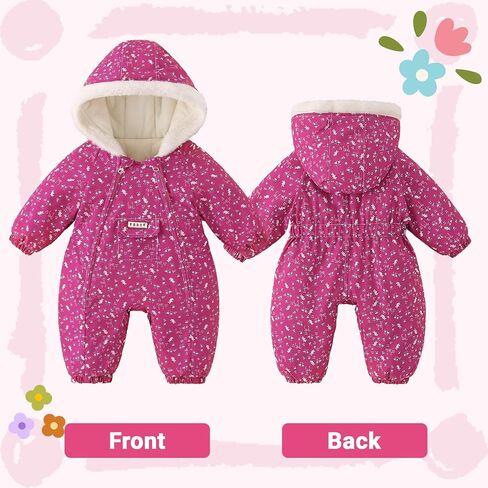 JiAmy Baby Snowsuit ملابس شتوية مطبوعة لحديثي الولادة ملابس شتوية للرضع الأولاد Grils مقنعين بسحابات مزدوجة بذلة معطف نيسيي in Kuwait