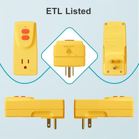 محول GFCI 15 أمبير 3 شوكات مؤرضة، ضمان 5 سنوات، قابس GFCI المحمول، قاطع دائرة الأعطال الأرضية لحماية السلامة الكهربائية لغسالة الضغط، حوض الاستحمام الساخن، مكيف الهواء in Kuwait