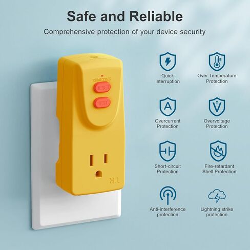 محول GFCI 15 أمبير 3 شوكات مؤرضة، ضمان 5 سنوات، قابس GFCI المحمول، قاطع دائرة الأعطال الأرضية لحماية السلامة الكهربائية لغسالة الضغط، حوض الاستحمام الساخن، مكيف الهواء in Kuwait