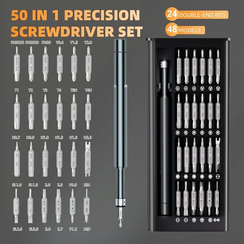 3.7V Mini Electric Screwdriver,50 in 1 Precision Screwdriver Set,Small Repair Tool Kit with 5 Torque,500mAh Battery,OLED Display,4 LED Lights for Electronics Computer,Phone,Camer,Eyeglass,Watch in Saudi Arabia