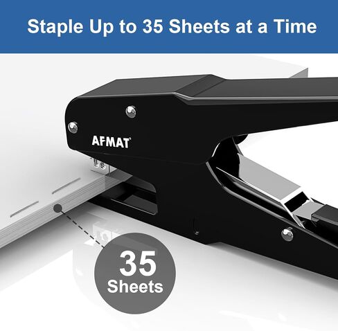 AFMAT Effortless Plier Stapler, Metal 50 Sheet Stapling Plier, 15000+ Stapling Times, with Staples & Reload Button, Handheld Stapler Heavy Duty, Space Save Size, Good for Office, Home, School, Black in Saudi Arabia
