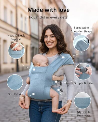HEYVALUE Baby Carrier Newborn to Toddler(7-35lbs), Ergonomic Cross-Back Wraps with Adjustable Straps, Newborn Carrier with Effortless Put-On, Head Support for Hands-Free Comfort, Deep Gray in Kuwait