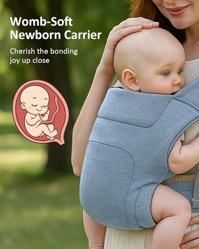 HEYVALUE Baby Carrier Newborn to Toddler(7-35lbs), Ergonomic Cross-Back Wraps with Adjustable Straps, Newborn Carrier with Effortless Put-On, Head Support for Hands-Free Comfort, Deep Gray in Kuwait