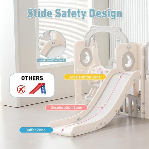 Toddler Outdoor Climber Playset with Basketball for Kids Ages 1 to 3 Years Slide and Swing Set 12 in 1 Playground Indoor Slide for Kids Durable Ecofriendly Plastic Backyard Playset White in Kuwait